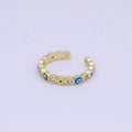 Dainty Red / Blue Gold Filled Evil Eye Ring Open Adjustable