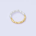 24K Gold Filled Shell Pearl Molten Linear Half Ring | O2007