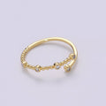 Dainty Cz Circle Bubble Chain Ring Round Open Cuff Ring Open