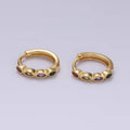 14K Gold Filled Multicolor Marquise CZ Lined 13mm Huggie Earrings | V084
