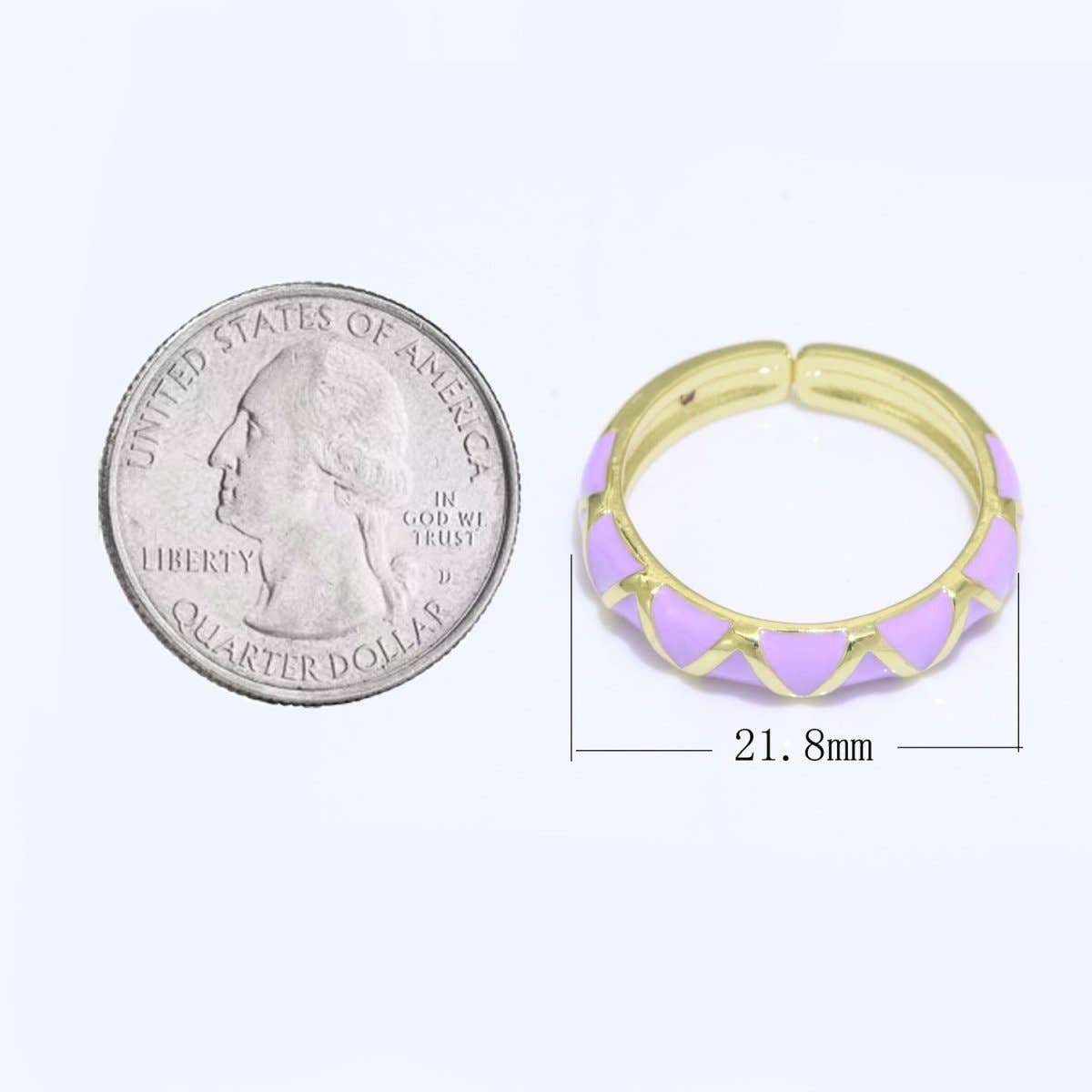 Dainty Gold Stackable Enamel Ring Bohemian Colorful Rainbow Band Open Adjustable S-120 ~ S-129