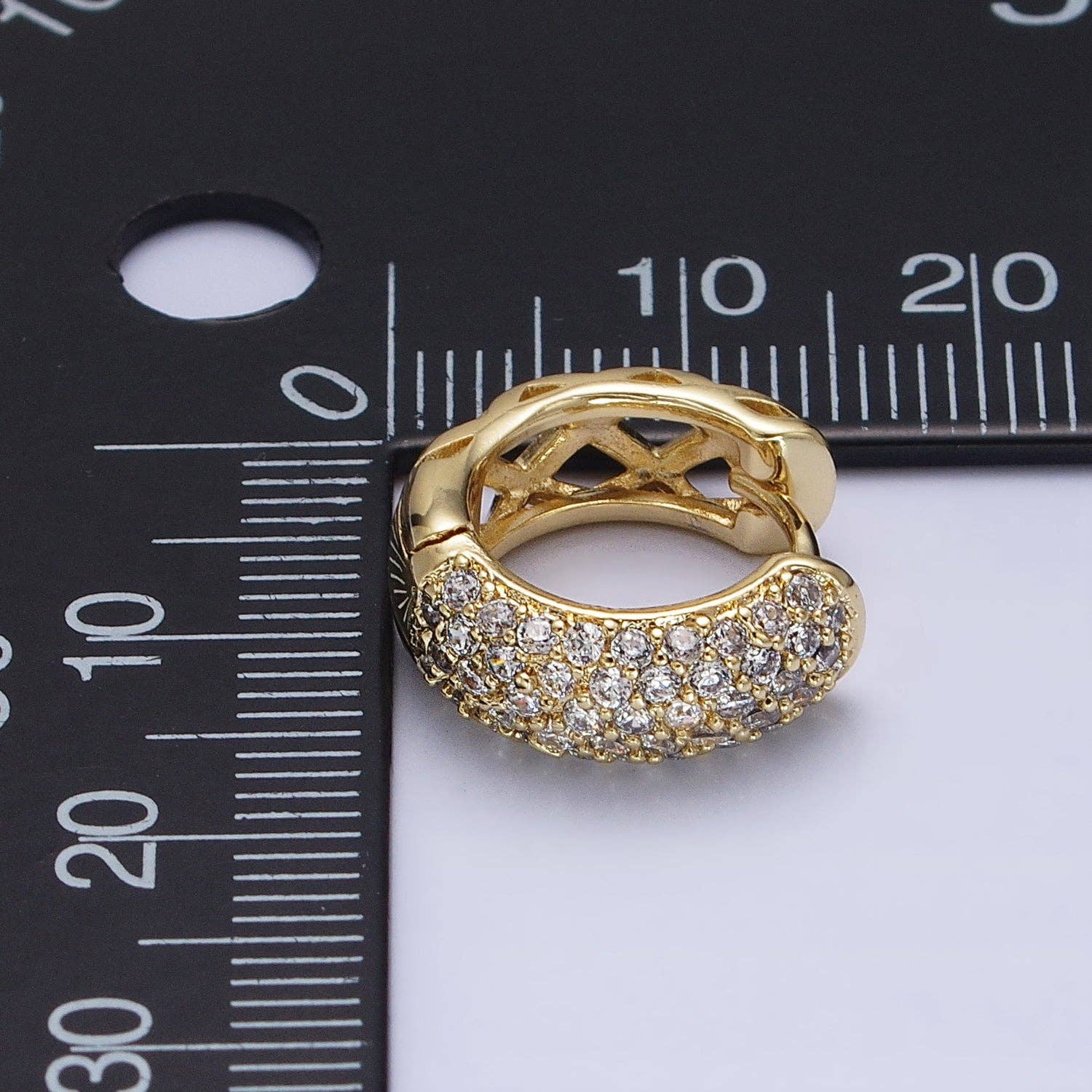 14K Gold Filled 15mm CZ Rhombus Filigree Huggie Earrings