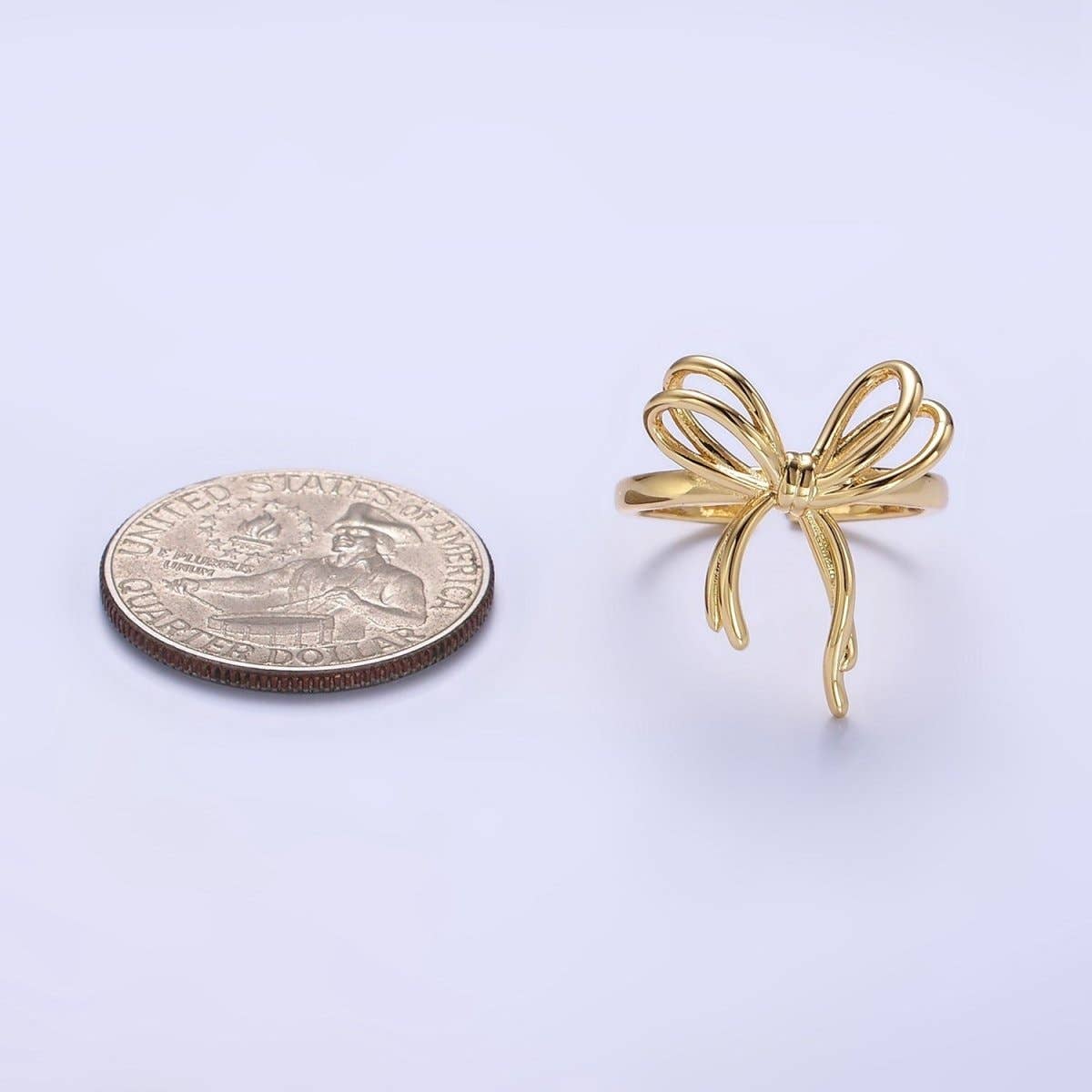 14K Gold Filled Double Tied Bow Ribbon Ring in Gold & Silver | R208 R209