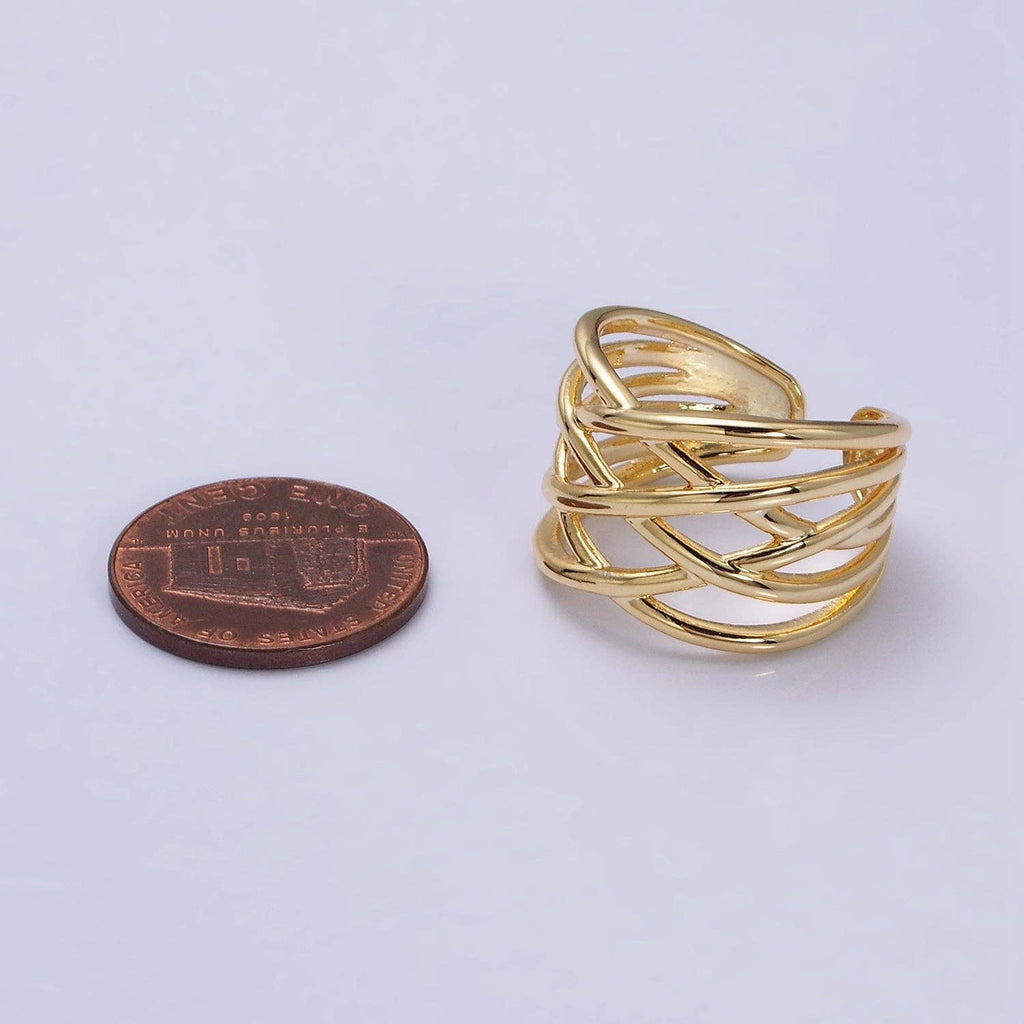Gold Filled Geometric Multiple Band Statement Ring