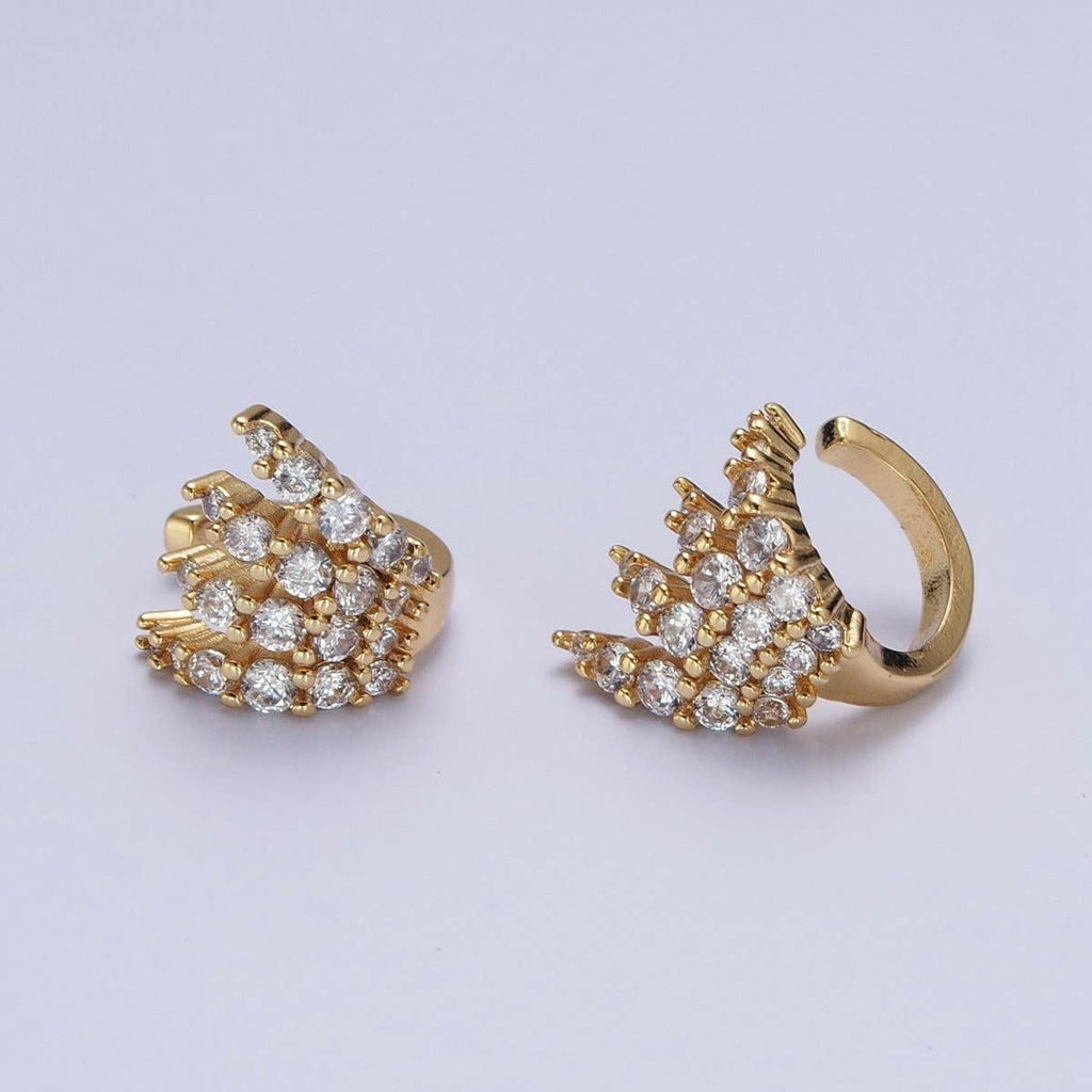 1 Pair Micro Pave Cubic Zirconia CZ Multiple Four Claw Ear Cuff Earrings | AD-510