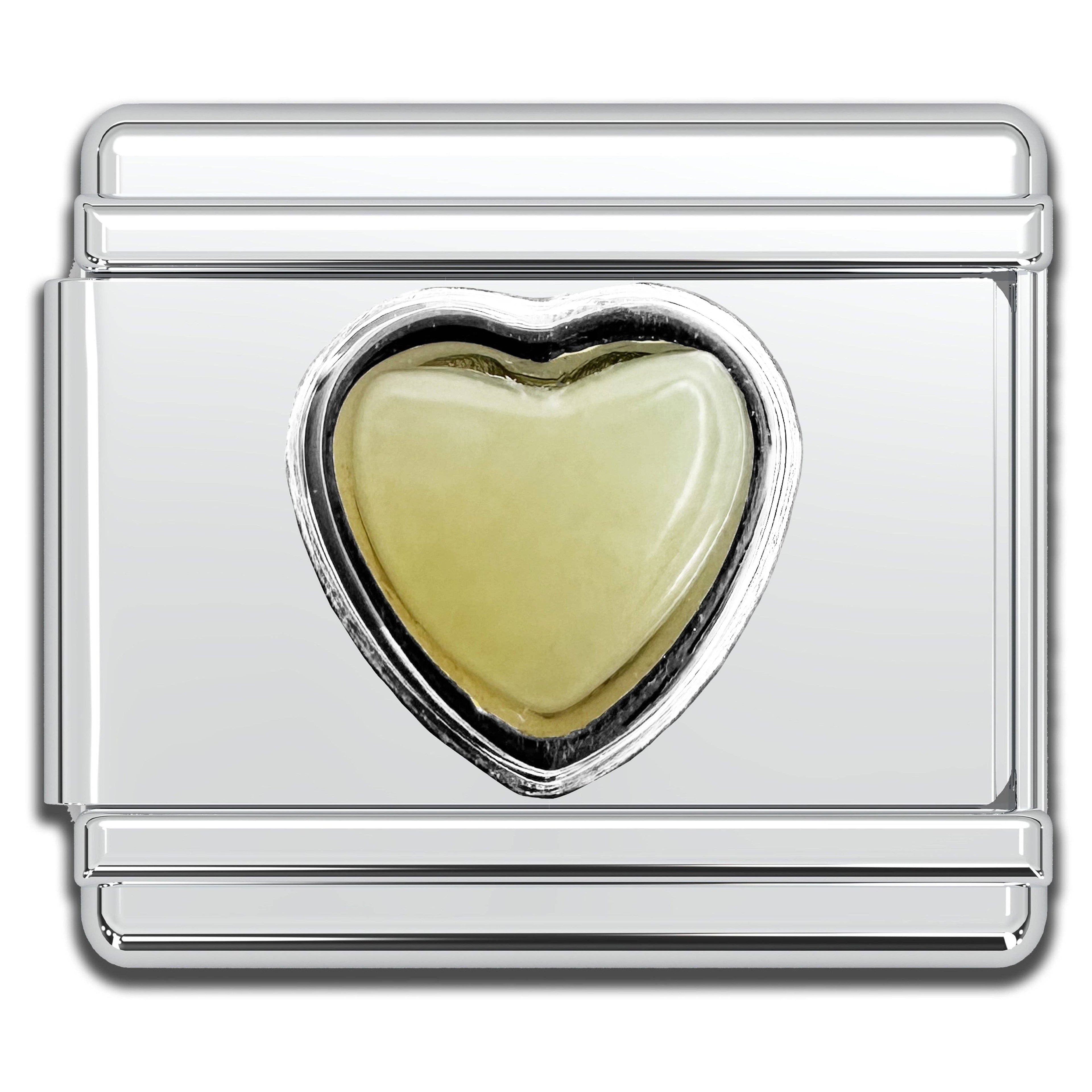 Italian Charm Bracelet Charms - Gemstone Heart Links