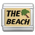 Italian Bracelet Charm - "The Beach" Text 9mm Links