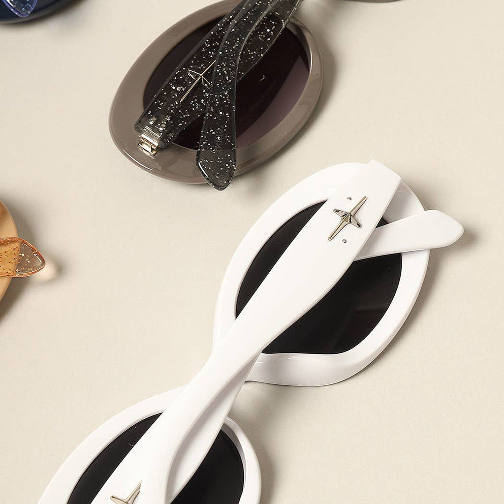 Women's Trendy Oval Glitter Sunglasses