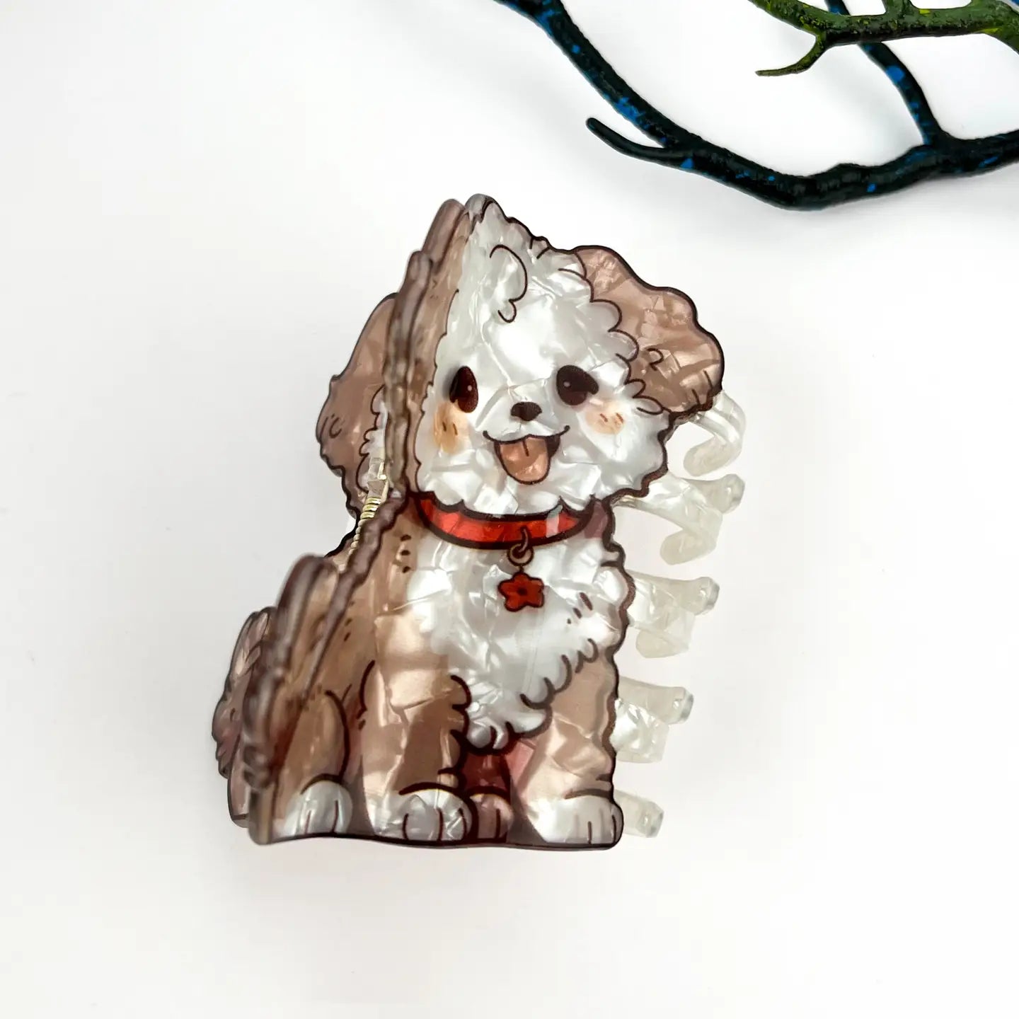 Smile Dog Print Acrylic Hair Claw Clip
