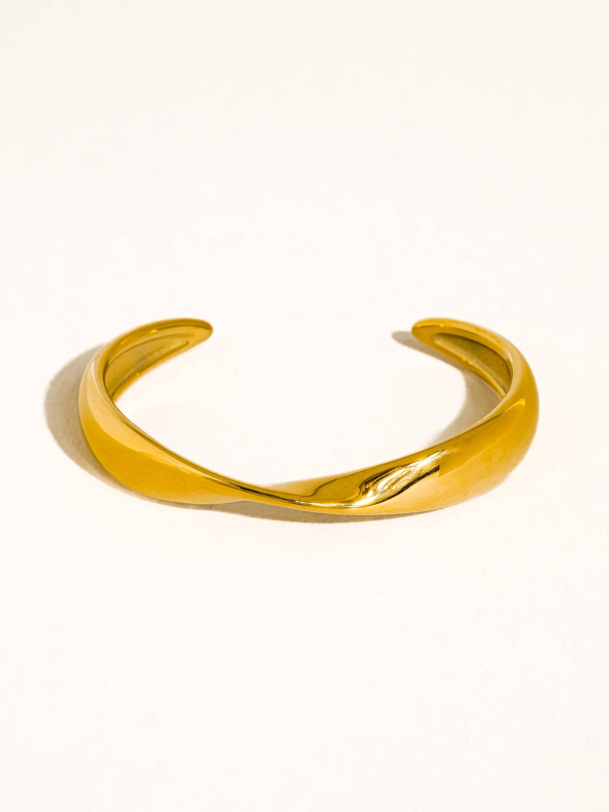 Fioren 18K Gold Non-Tarnish Sleek Twist Cuff Bracelet