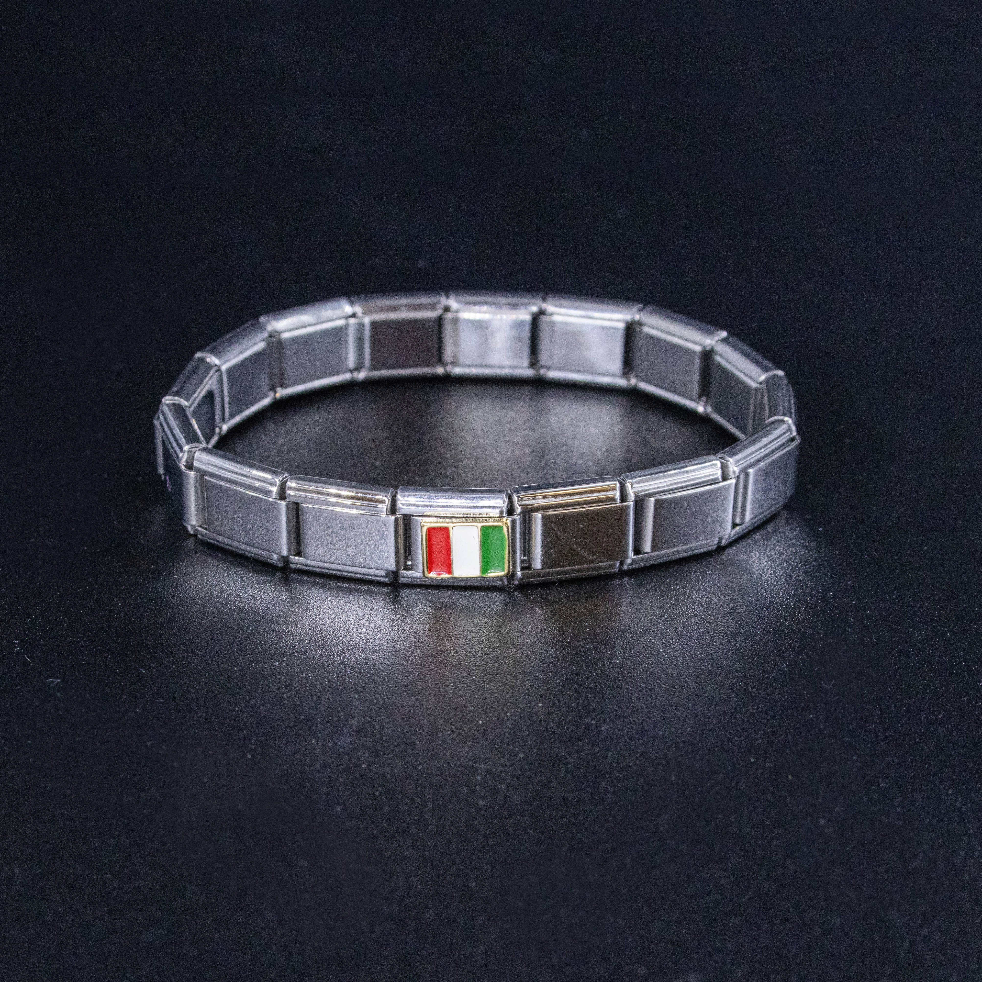 Italian Charms - Italy Flag, 9mm Enamel Bracelet Links