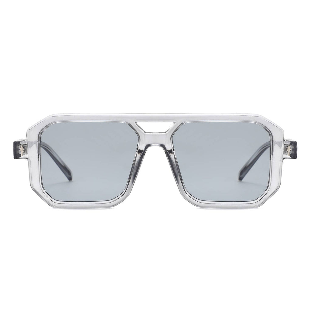 Geometric Square Brow-Bar Flat Top Sunglasses