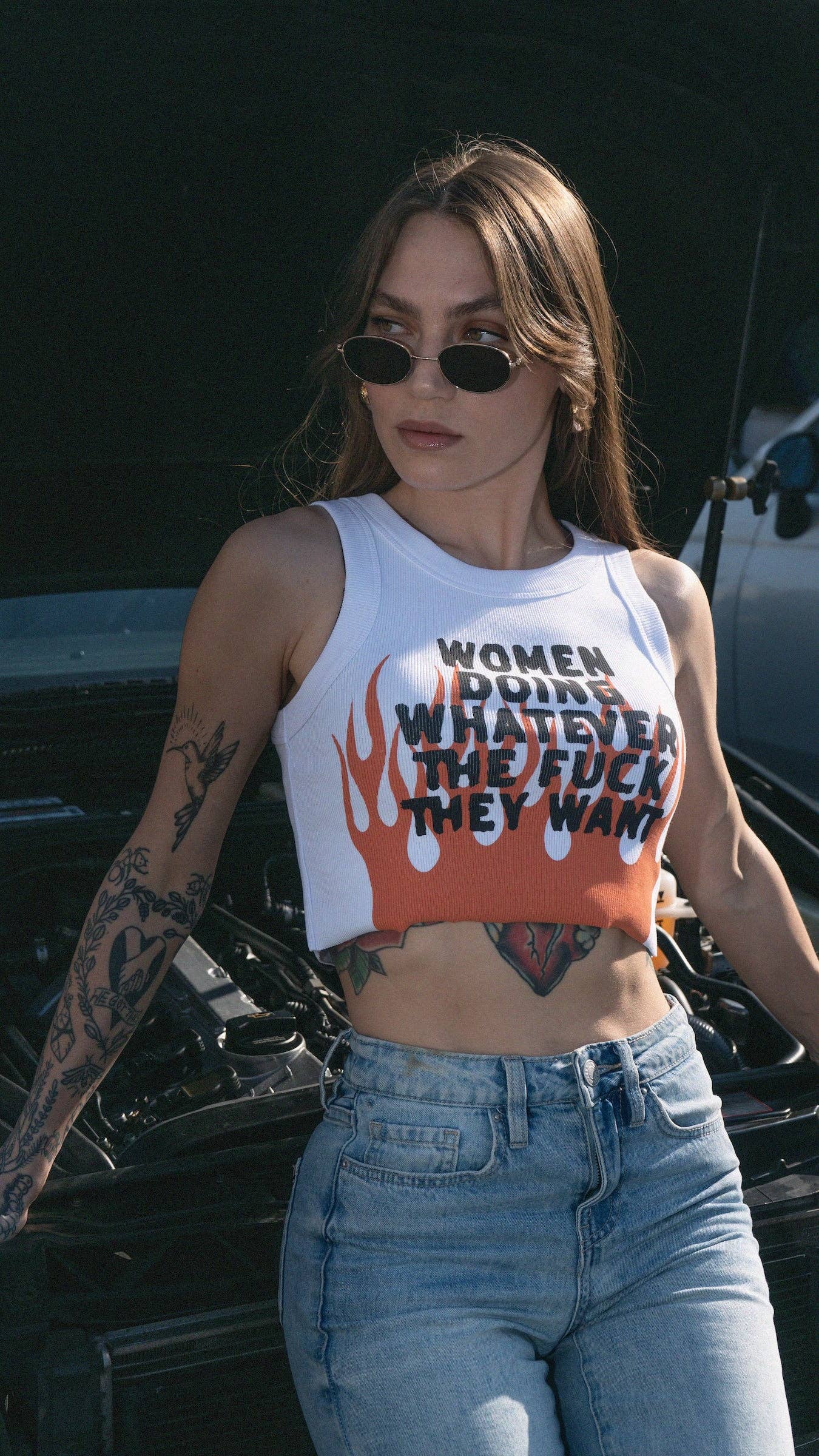 Women Doing Whatever Flame Crop Tank