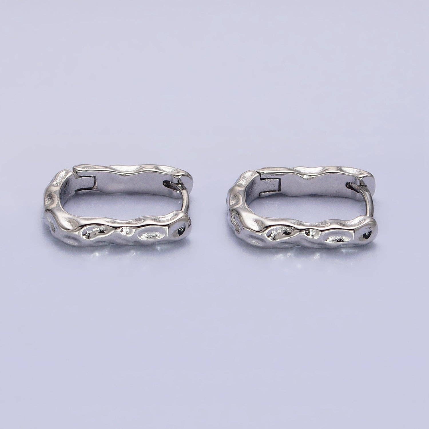 Gold Filled Hammered Textured Oblong Hoop Earrings