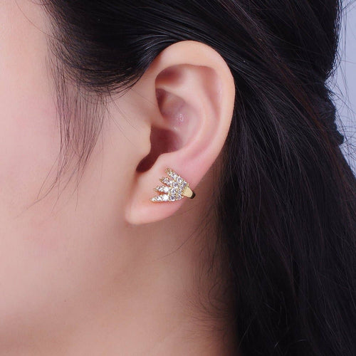 1 Pair Micro Pave Cubic Zirconia CZ Multiple Four Claw Ear Cuff Earrings | AD-510
