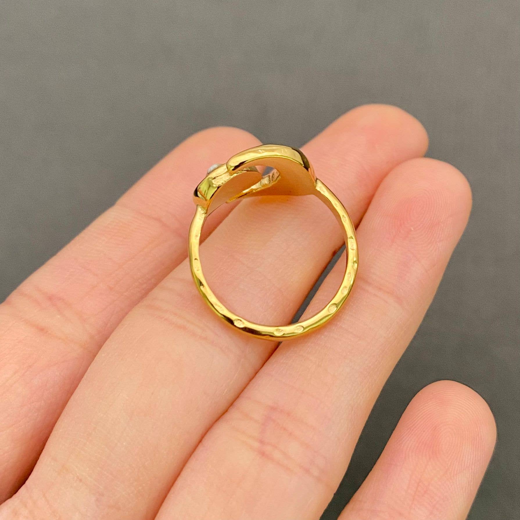 18K Gold Plated Stainless Steel Zircon Moon Ring - FGS/MS