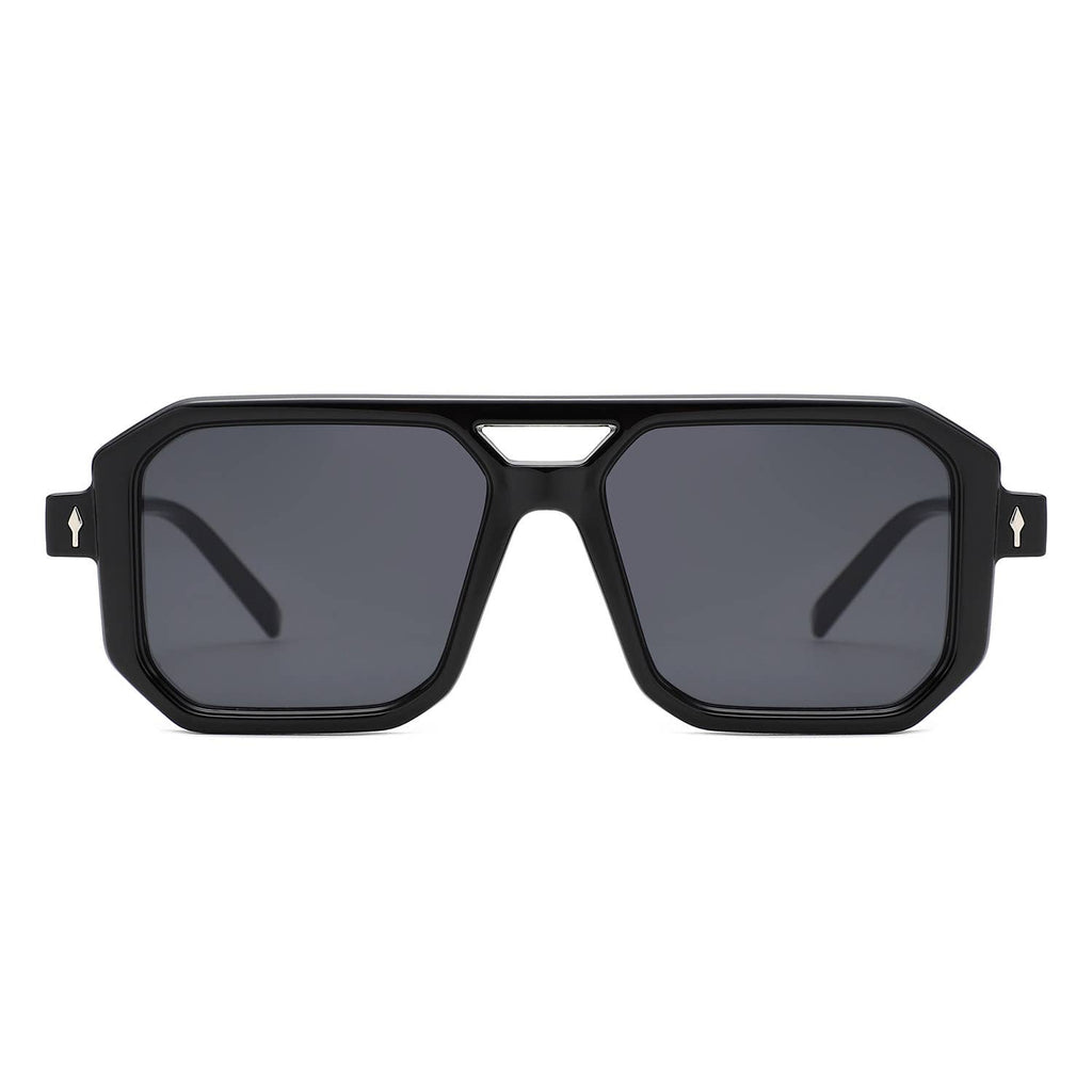 Geometric Square Brow-Bar Flat Top Sunglasses