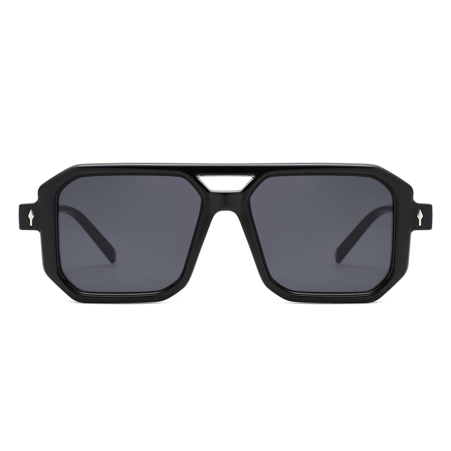 Geometric Square Brow-Bar Flat Top Sunglasses