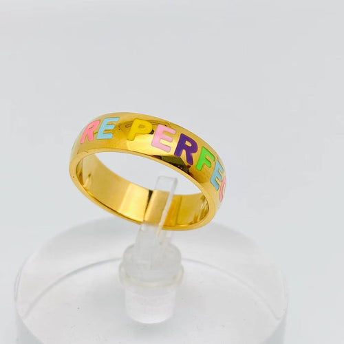 "Fuck You" Colored Enamel 18K Gold Plated Ring - FGS