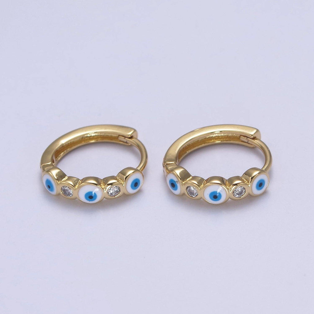 14mm Dainty Evil Eye Huggie  Hoop Earring T309~T314
