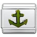 Italian Bracelet Charm - Anchor (Green) 9mm Links