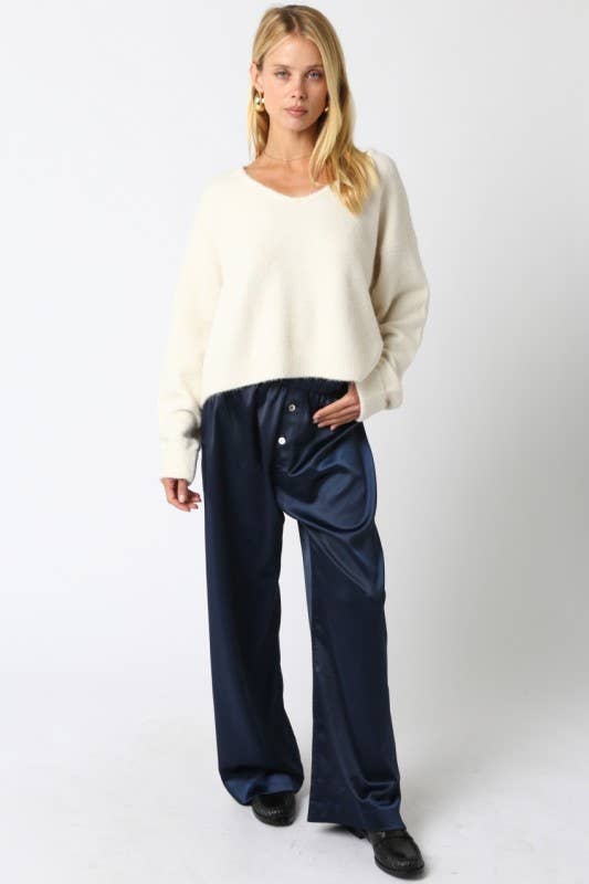 Evelyn Satin Wide-Leg Pants
