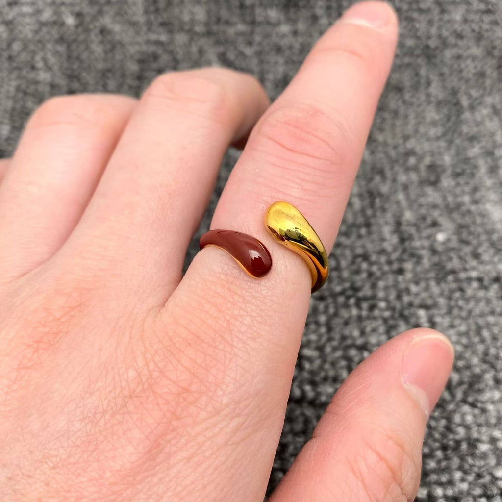 Ankela Red Two Tone 18K Gold Plated S.Steel Ring - FGS