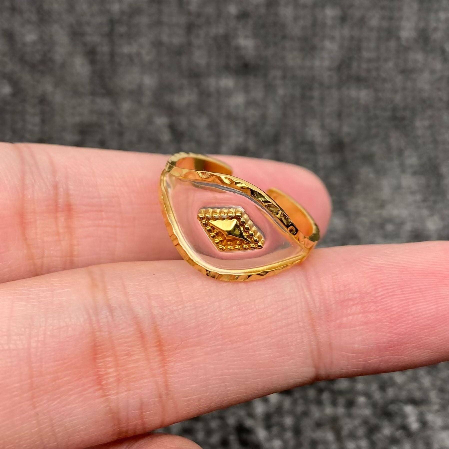 Translucent Resin 18K Golden S.Steel Adjustable Ring - FGS