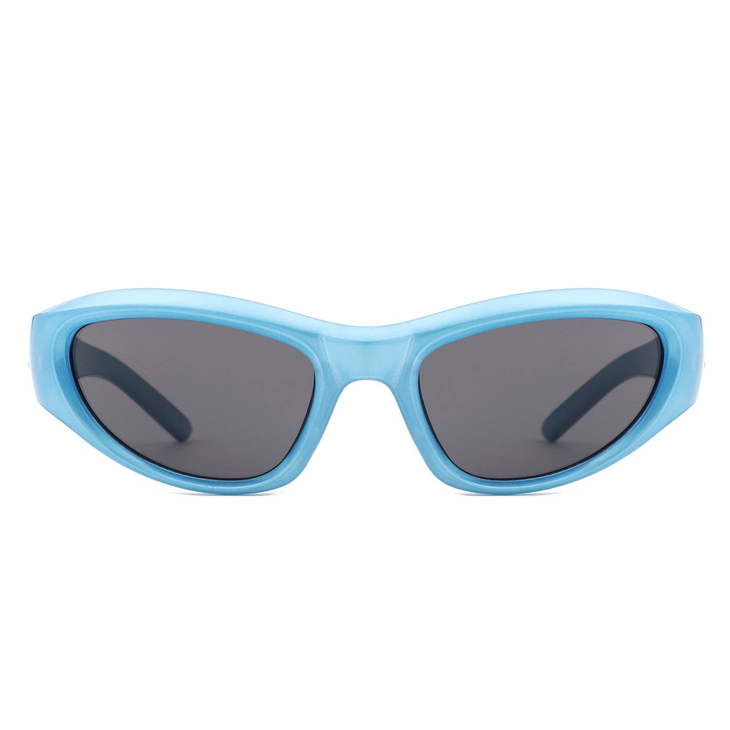 Y2K Slim Oval Unisex Wraparound Sunglasses with Star Temple
