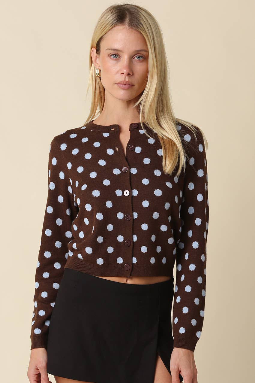 Callie Polka Dot Cropped Cardigan