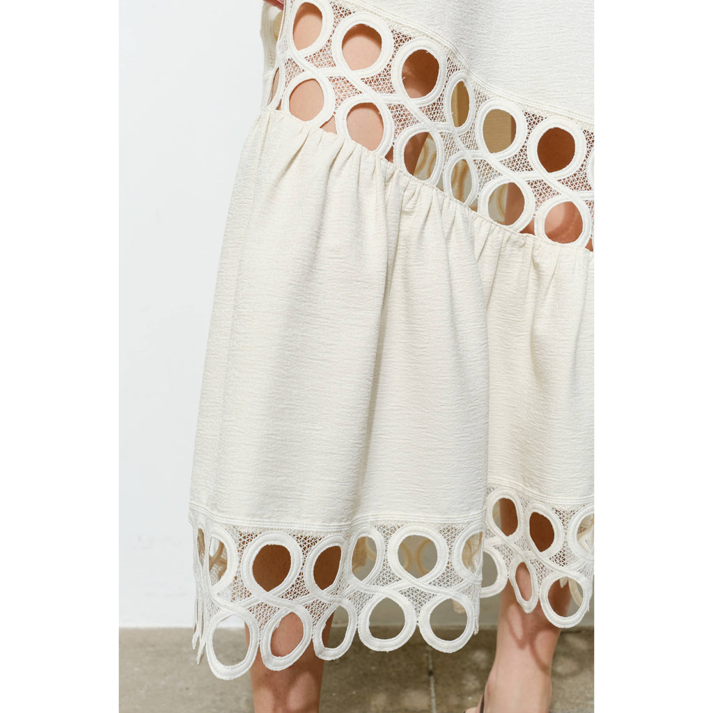 Chic Textured Lace Halter Tassel Draped Midi Dress