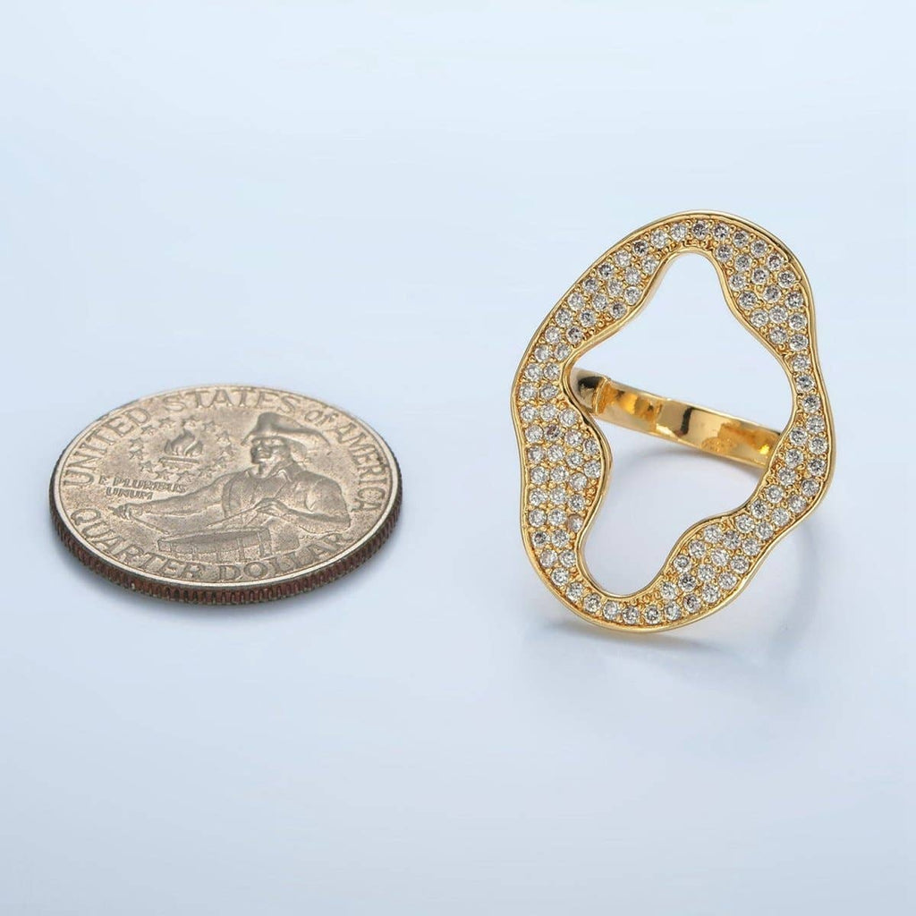 24K Gold Filled Open Abstract Micro Paved CZ Ring | U326