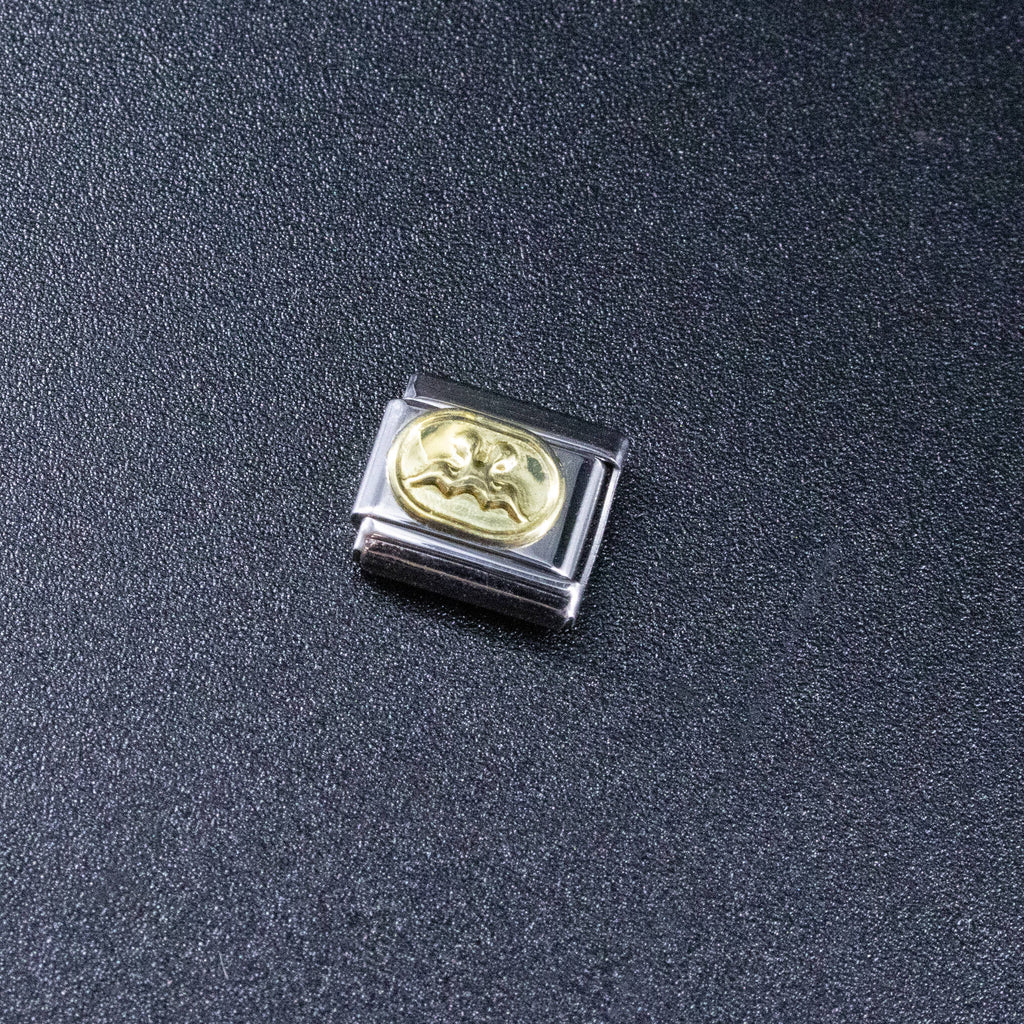 Italian Charms - Gemini Zodiac, 9mm Gold Bracelet Links