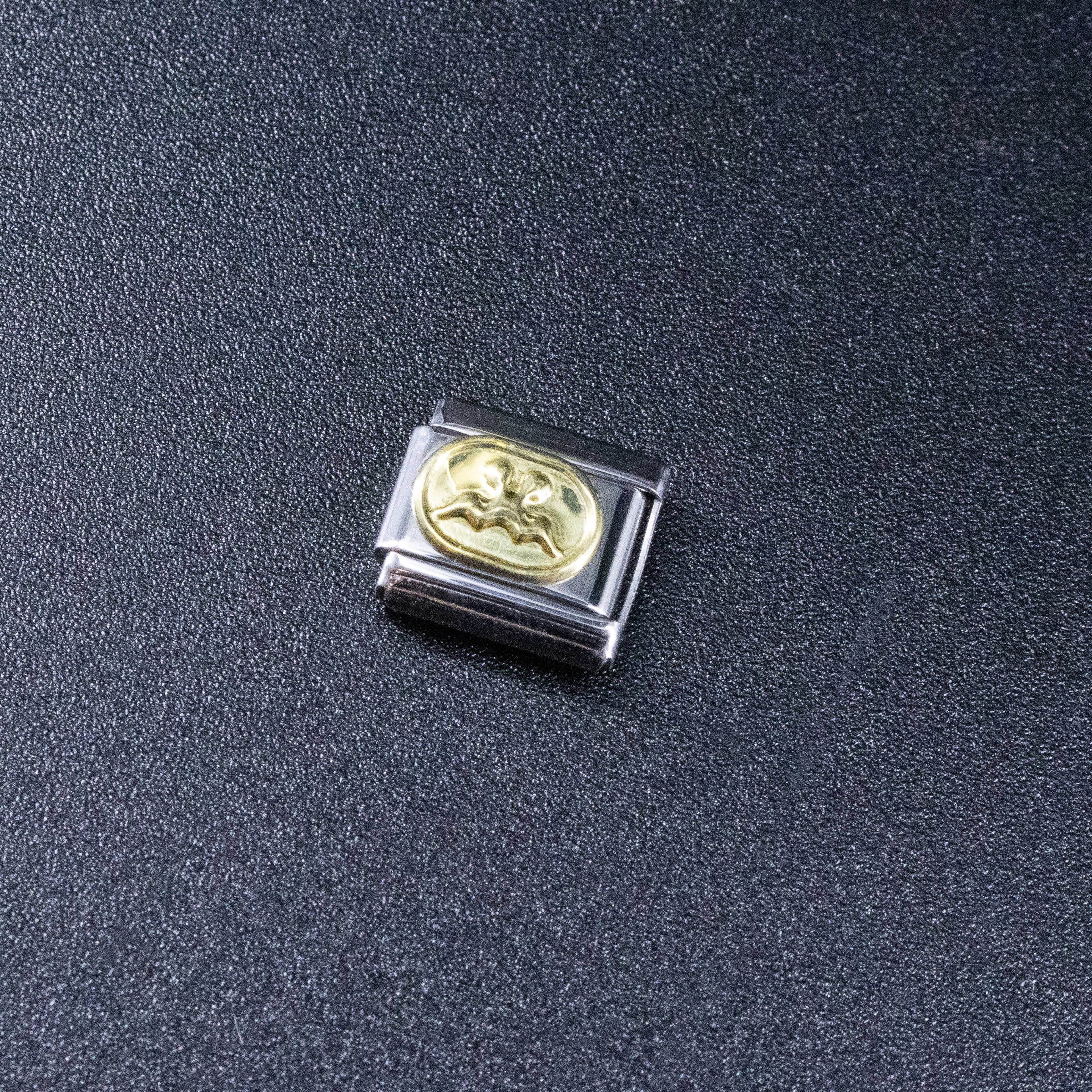 Italian Charms - Gemini Zodiac, 9mm Gold Bracelet Links