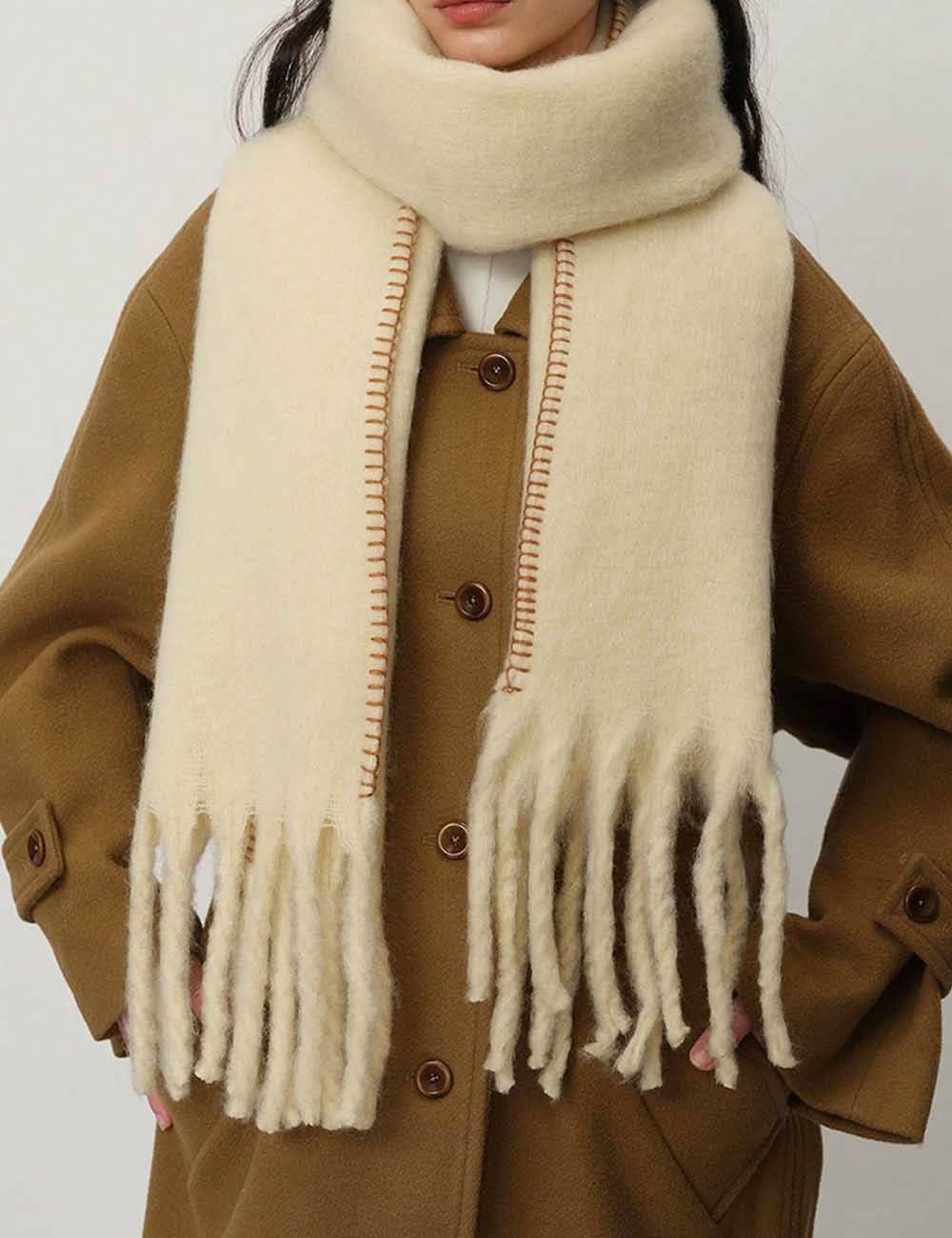 Warm Plush Thick Cashmere Fringe Winter Scarf DP25F607
