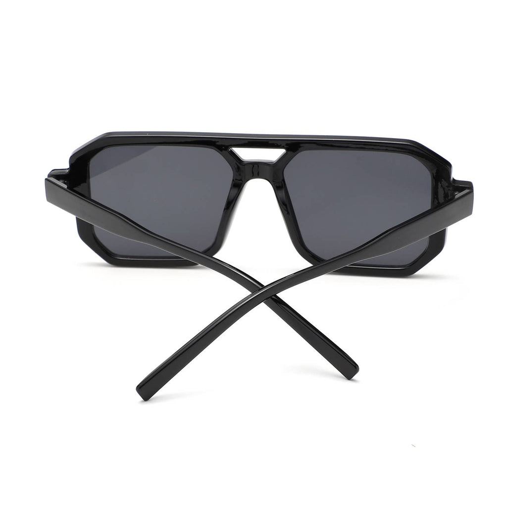 Geometric Square Brow-Bar Flat Top Sunglasses