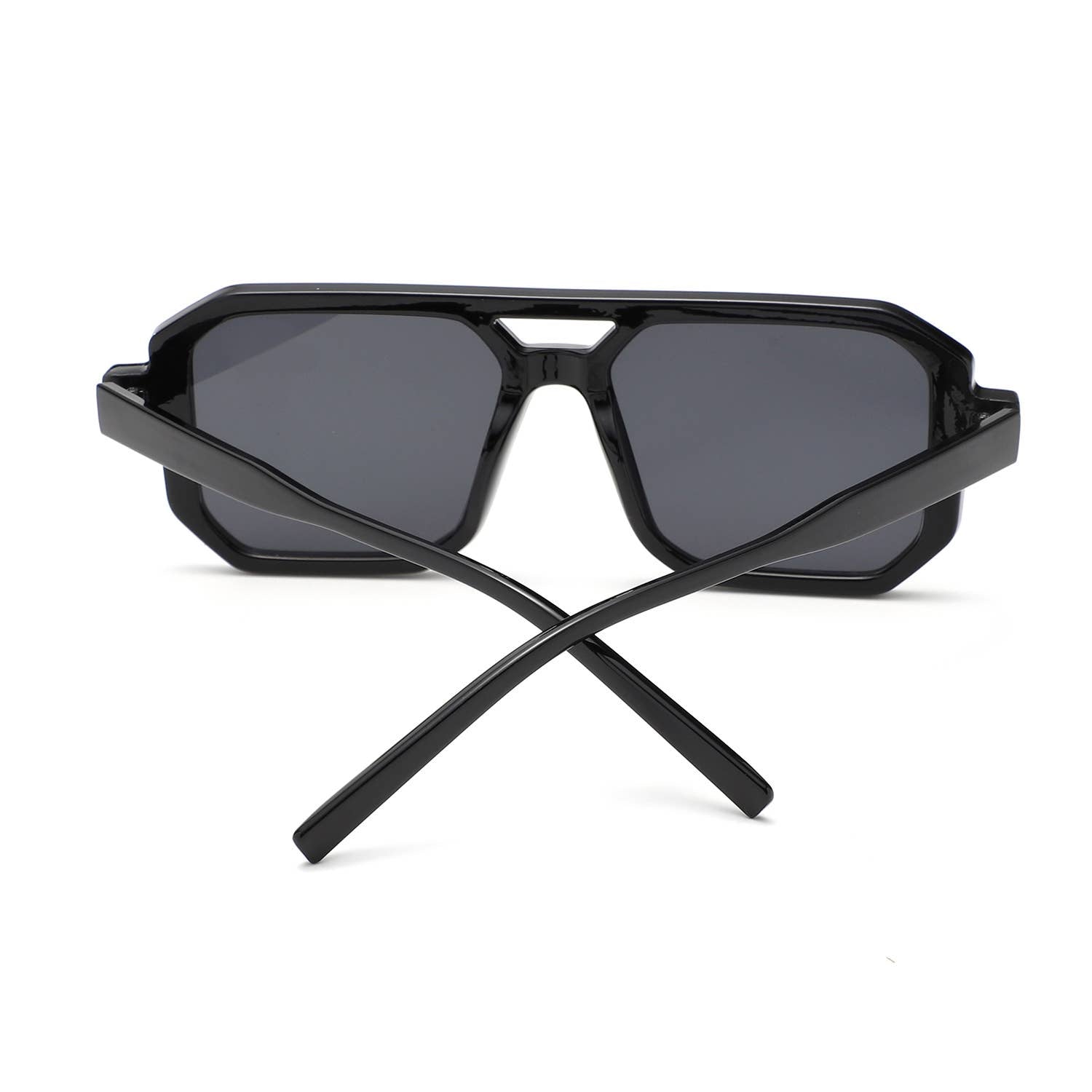 Geometric Square Brow-Bar Flat Top Sunglasses