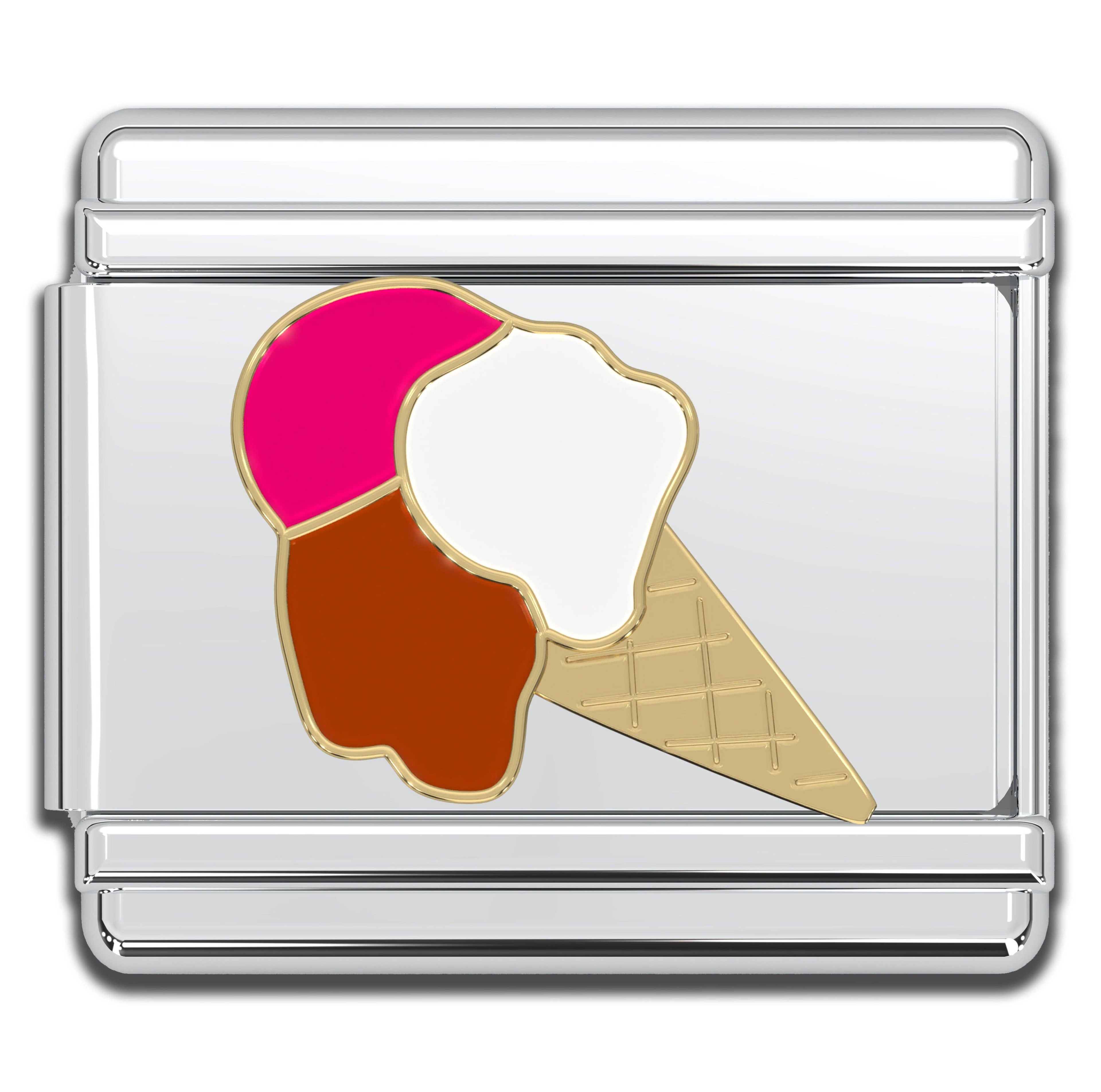 Italian Bracelet Charm - Ice Cream Cone 9mm Links