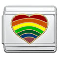 Italian Bracelet Charm - Rainbow Heart 9mm Links
