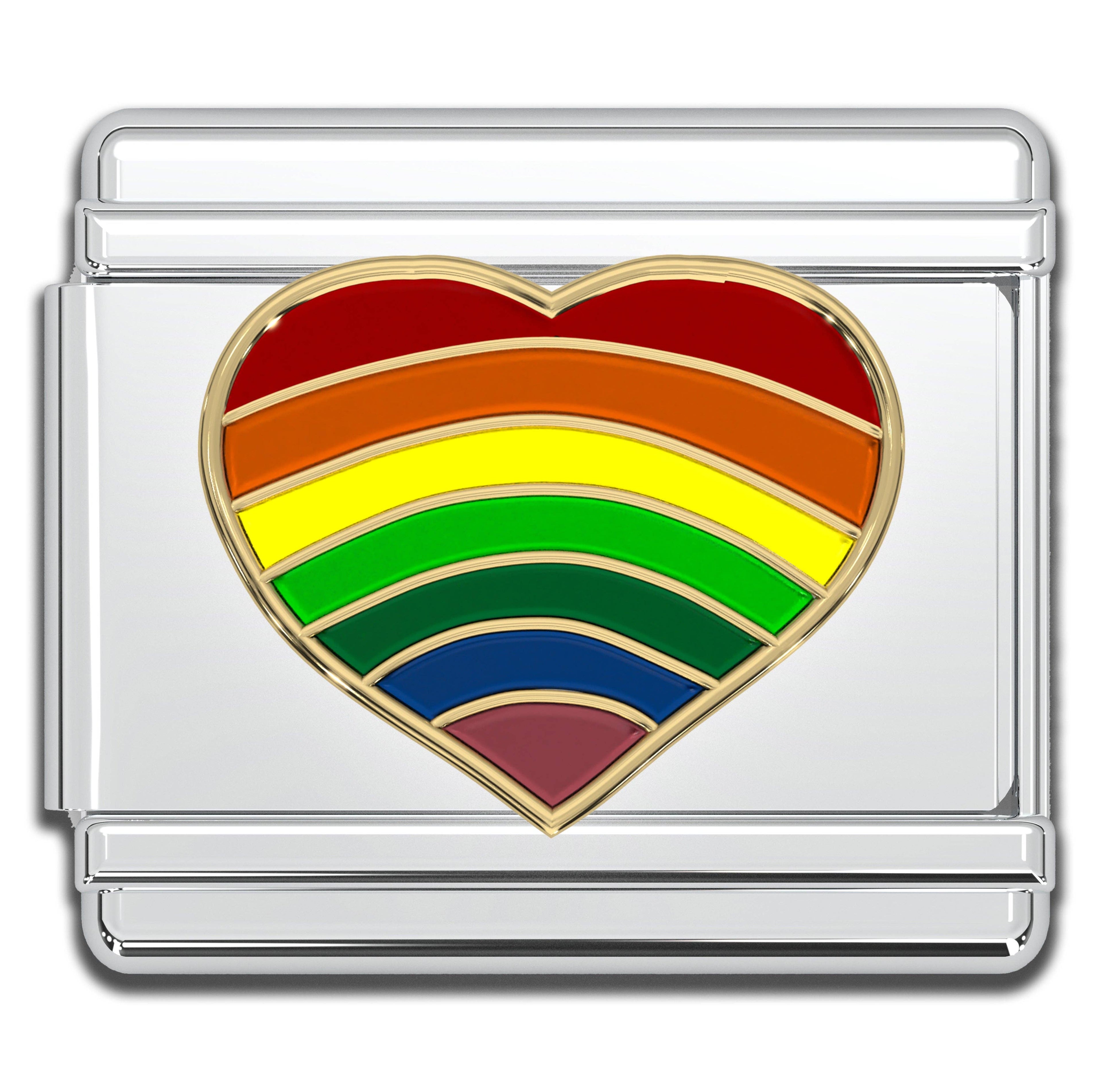 Italian Bracelet Charm - Rainbow Heart 9mm Links