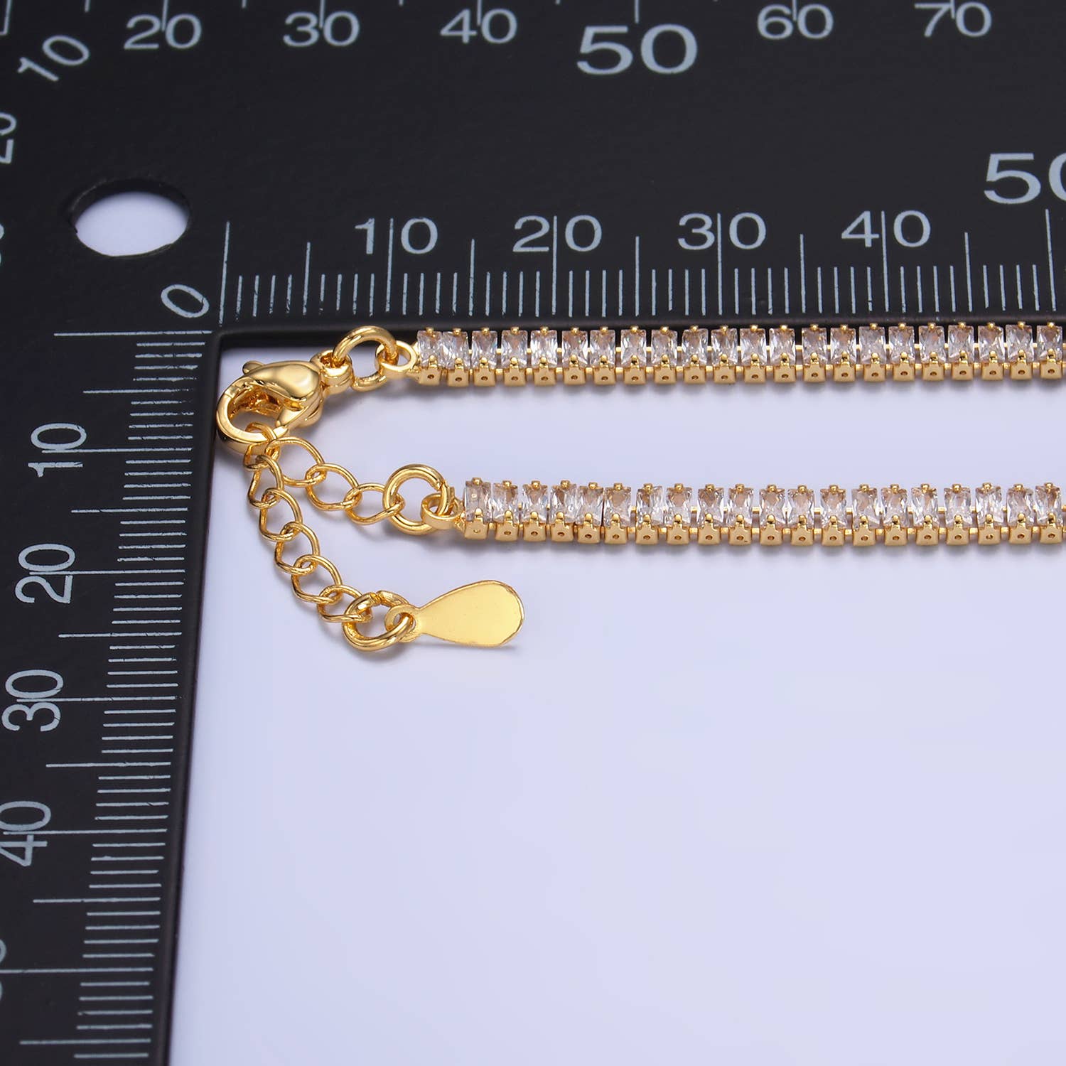 24K Gold Filled CZ Baguette 7inch Tennis Bracelet | WA-2975
