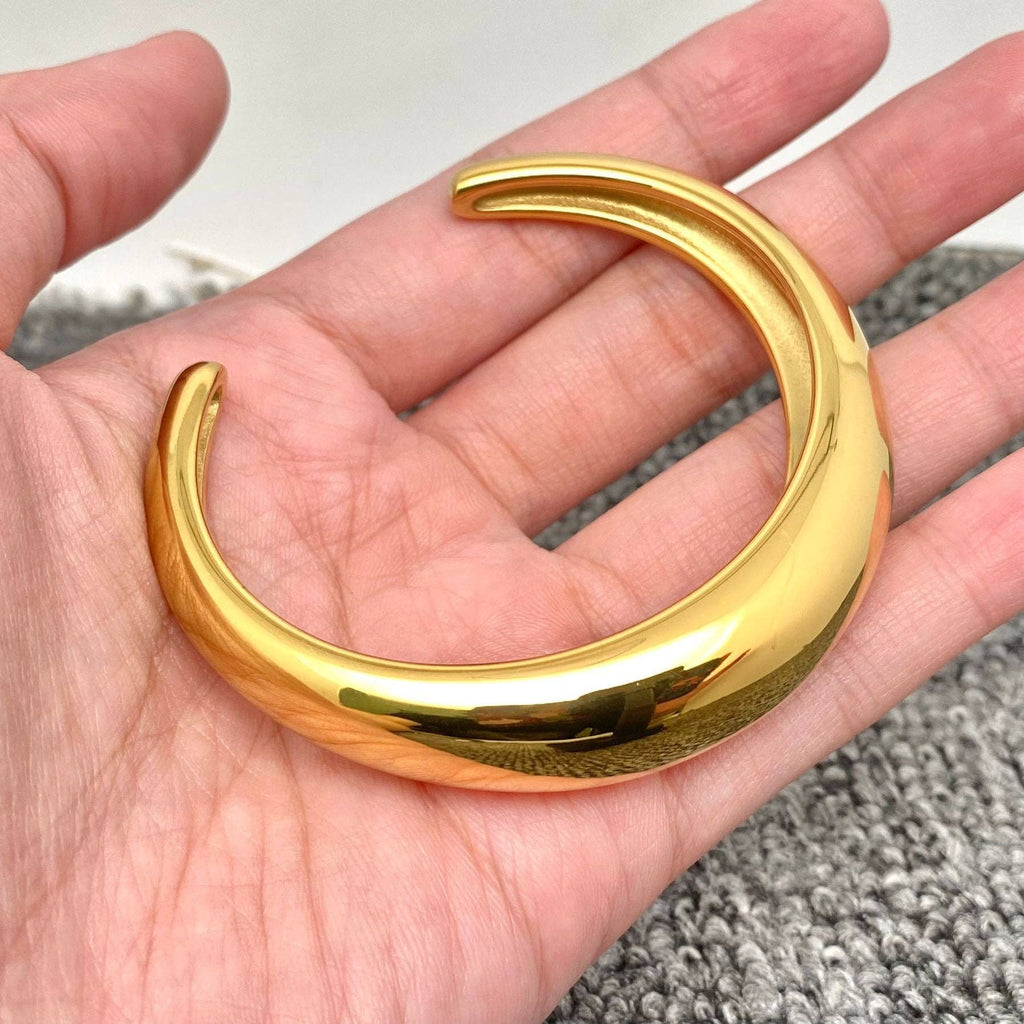 FGS - Glossy 18K Gold Plated Stainless Steel Cuff Bangle