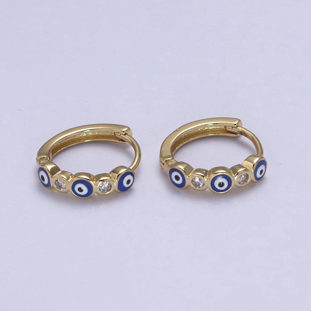 14mm Dainty Evil Eye Huggie  Hoop Earring T309~T314