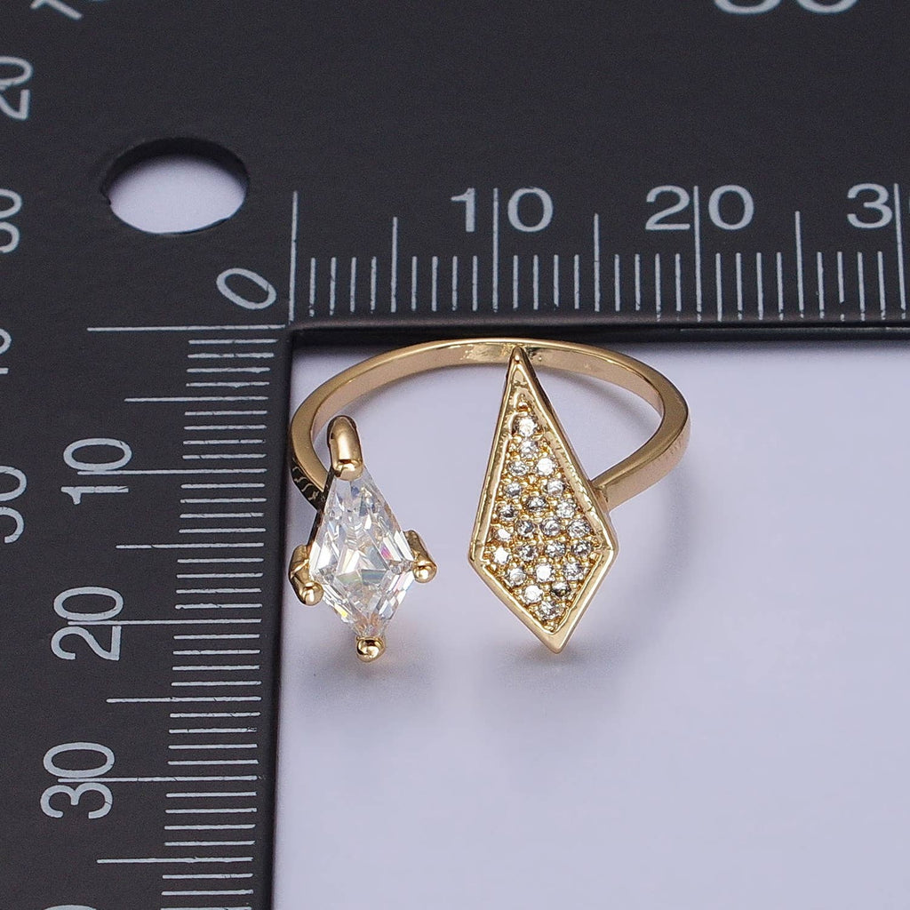 Micro Paved Unique Marquise Adjustable Gold/Silver Open Ring