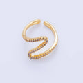 18K Gold Filled Micro Paved Curve Wave Ring | O2022