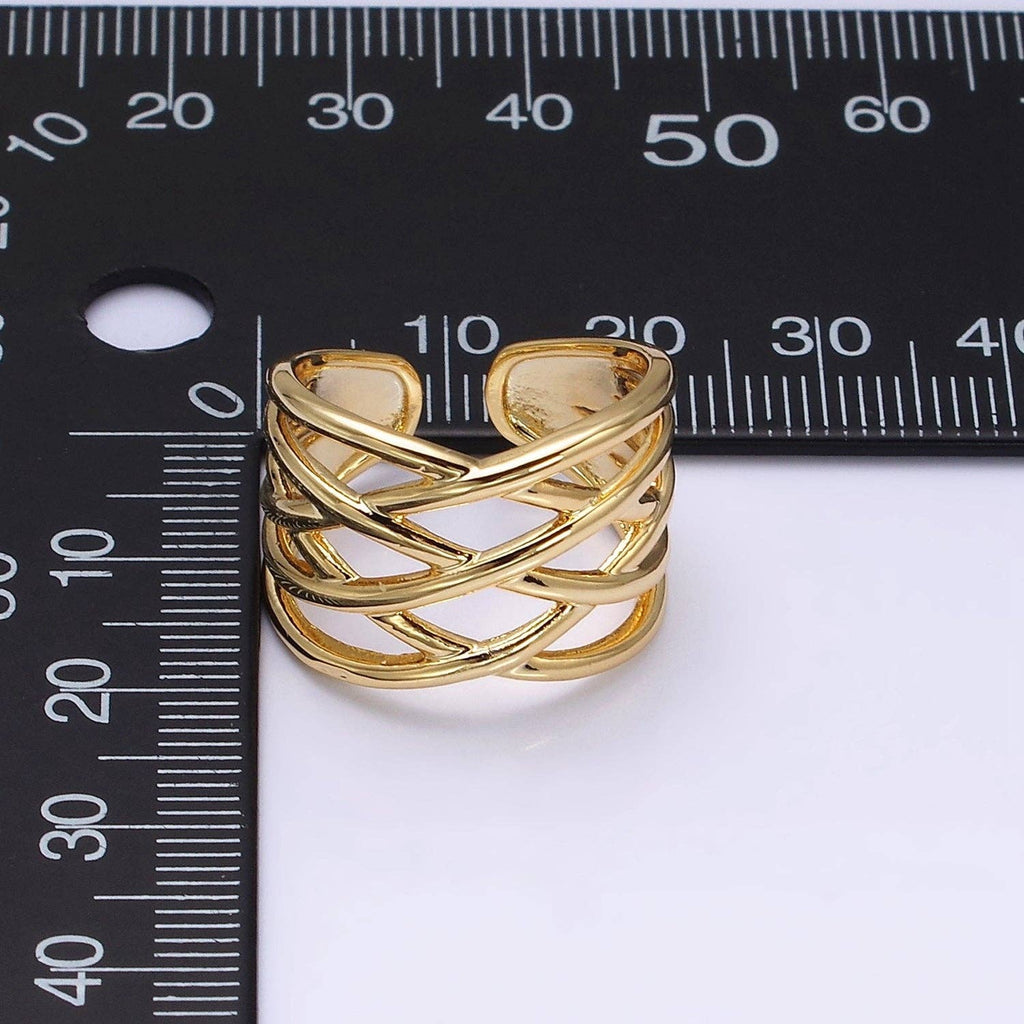 Gold Filled Geometric Multiple Band Statement Ring