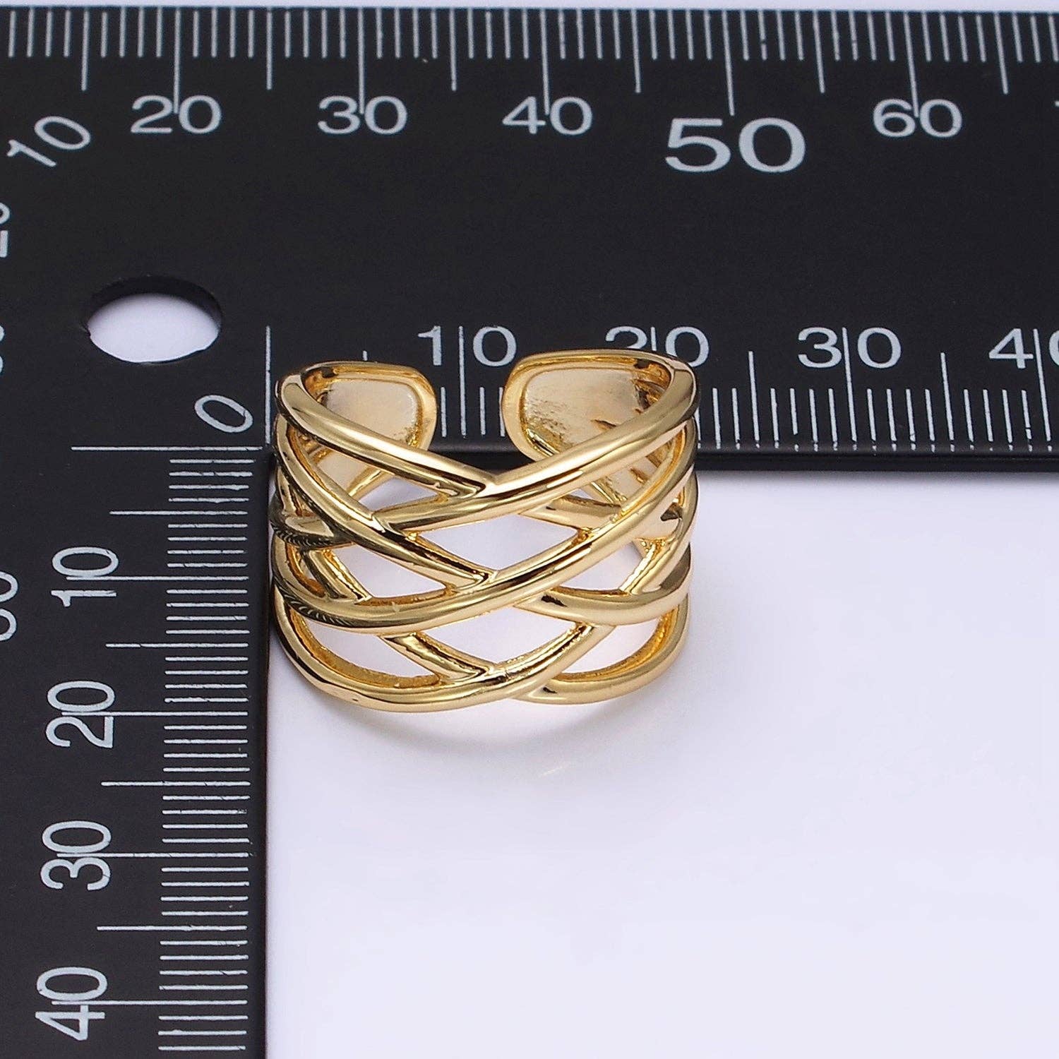 Gold Filled Geometric Multiple Band Statement Ring