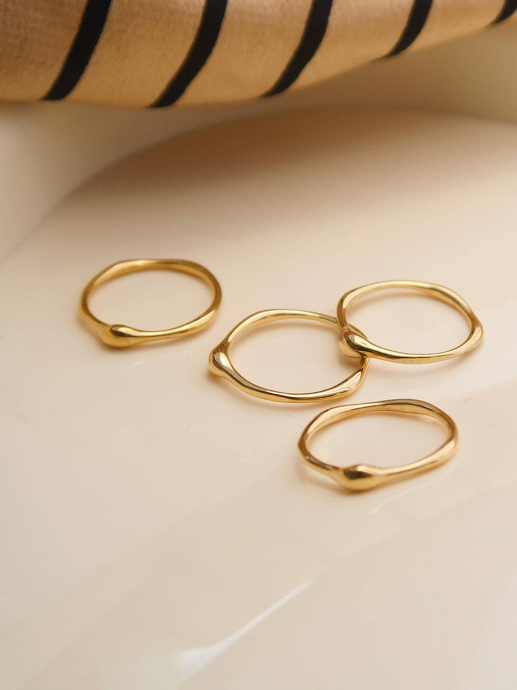 Rowena 18K Gold Non-Tarnish Minimalist Band Rings