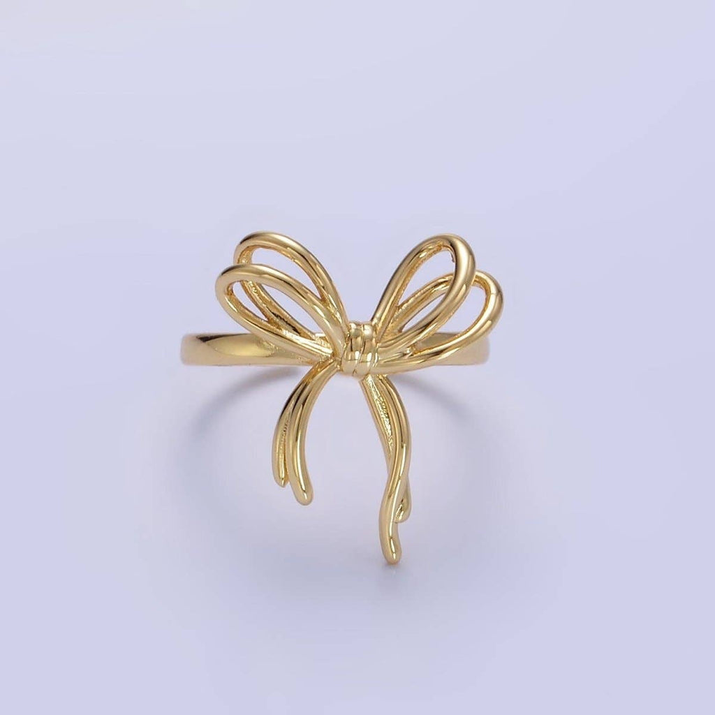14K Gold Filled Double Tied Bow Ribbon Ring in Gold & Silver | R208 R209