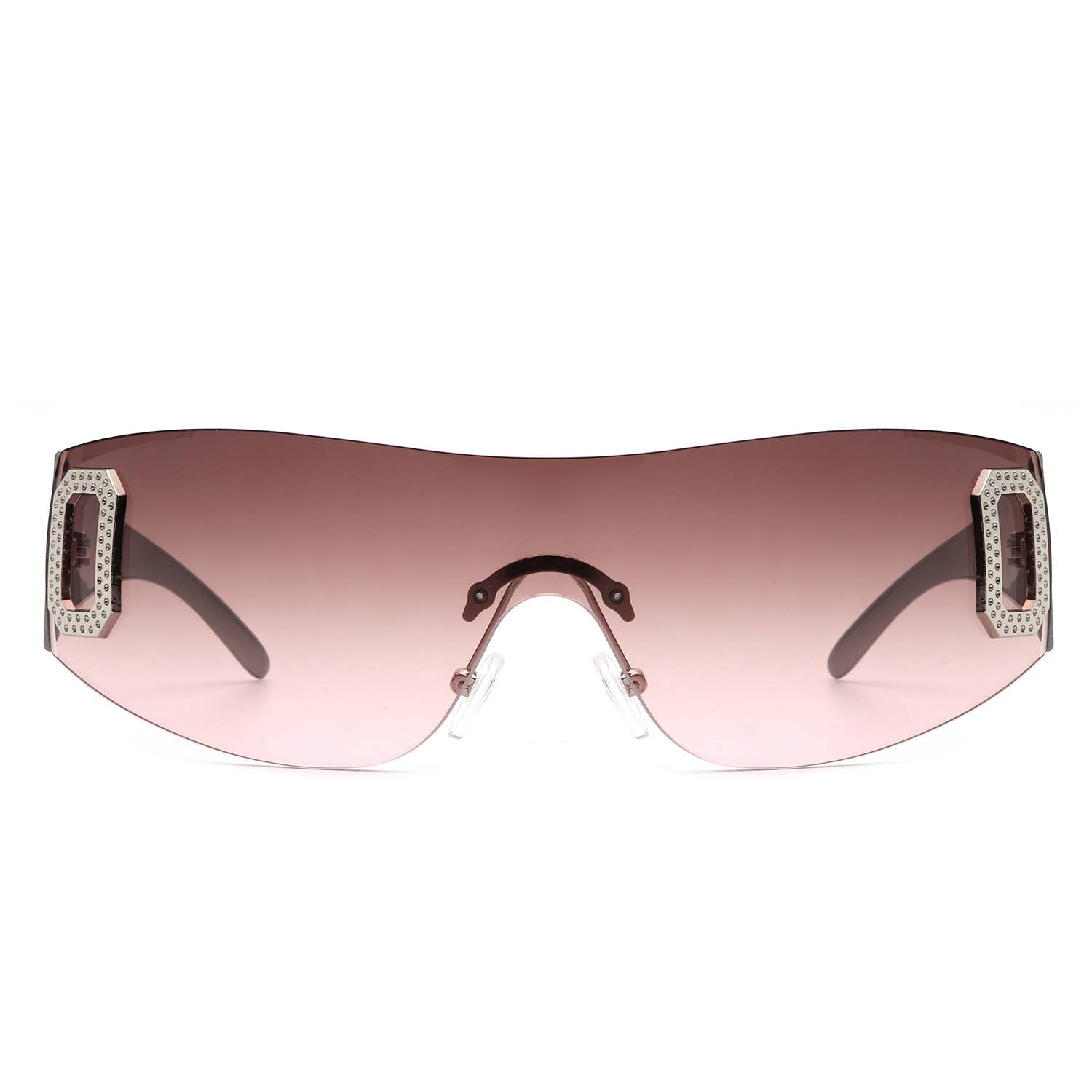 Rectangle Rimless Sleek Wrap Around Fashion Sunglasses